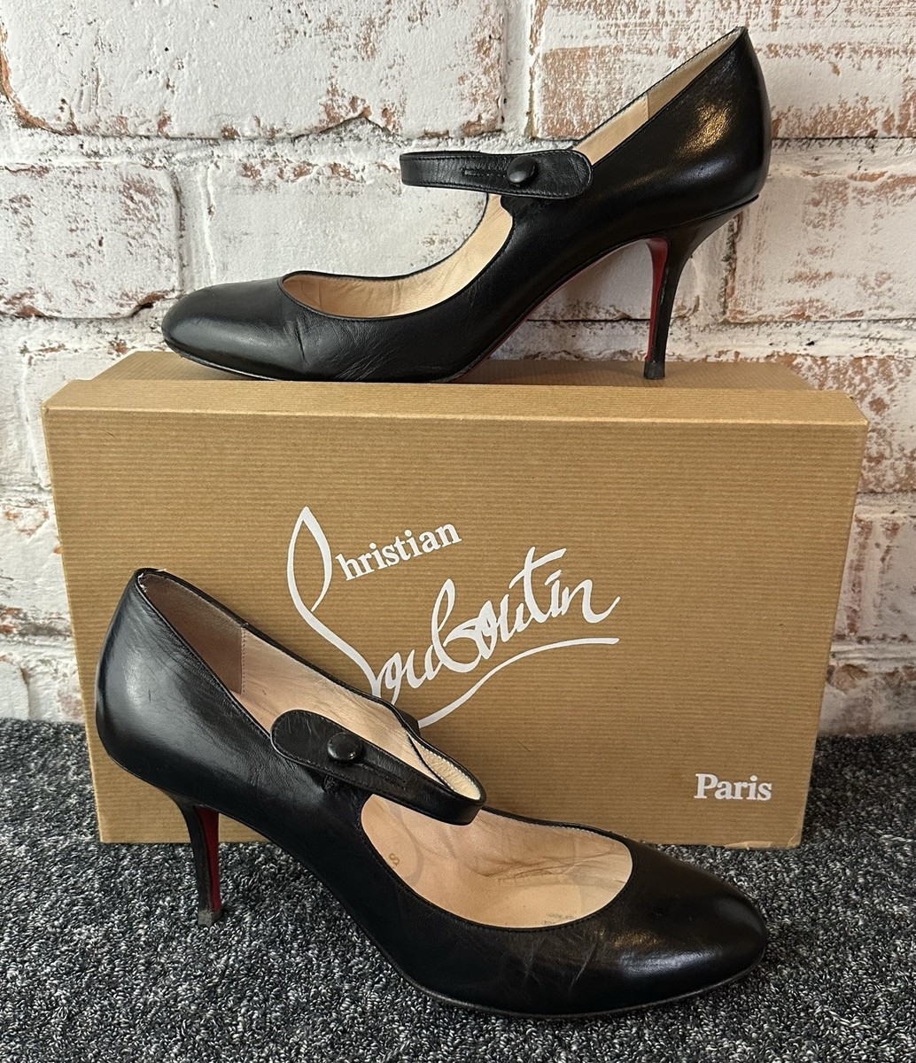 Christian Louboutin Sock Mary Jane Round Toe Black Kid Leather