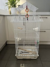 Liberta Large Bird Cage White, 110cm Tall, Budgie Canary Cockatiel + Accessories