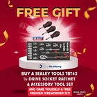 Sealey Tools 1/2 Drive Ratchet Socket Set TBT42 + FREE Screwdriver Set FD25
