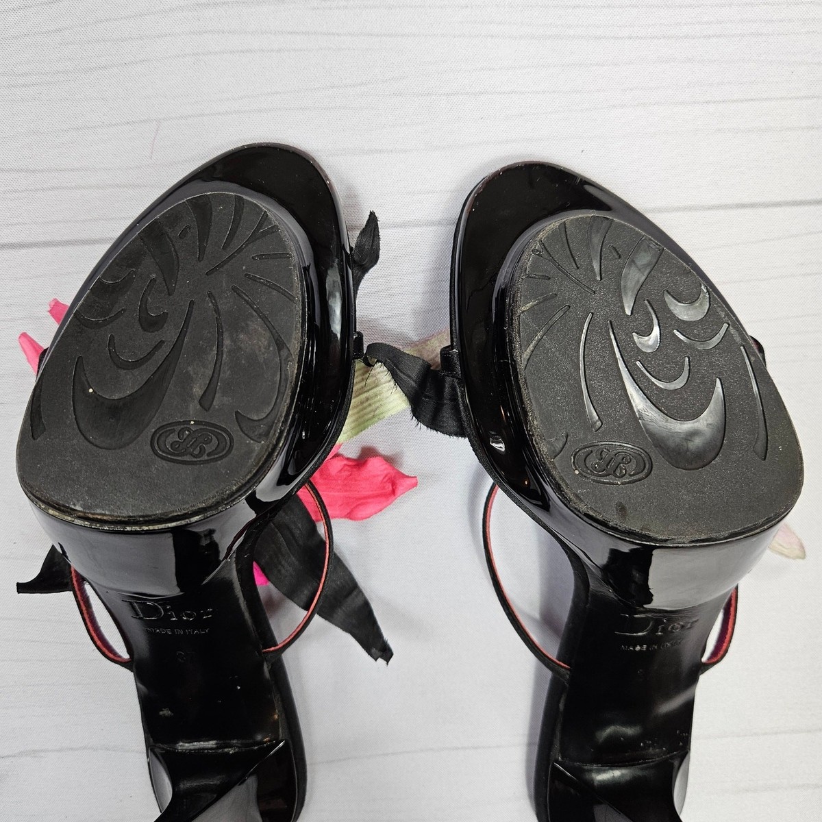 Y2k Dior Heels Hawaii Glamour Mules Black Satin Flower Detail Rare