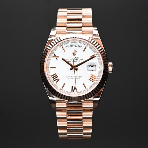 Rolex Day-Date 228235 40mm Silver Roman Dial Automatic Everose...
