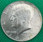 Silver 1967 SMS Silver Kennedy Half Dollar- FREE SHIPPING(622f)