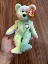 1999 B.b Birthday Bear Rainbow B-day Ty Beanie Baby Retired MWMT 10th Gen