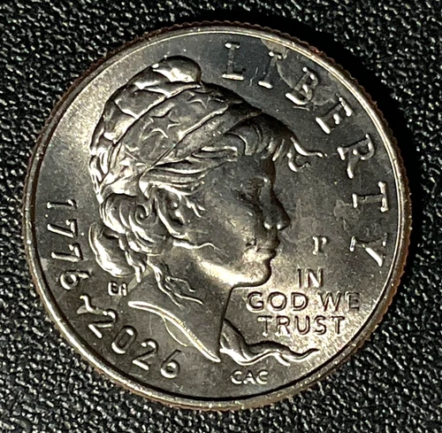 Emerging Liberty Dime 1776-2026 P, with DIE CRACK UNDER BUST ERROR