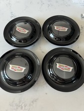 Set Of 4 Cadillac Floating Black Center Caps Wheel Hub Caps Spin 7.2 Inch 182mm