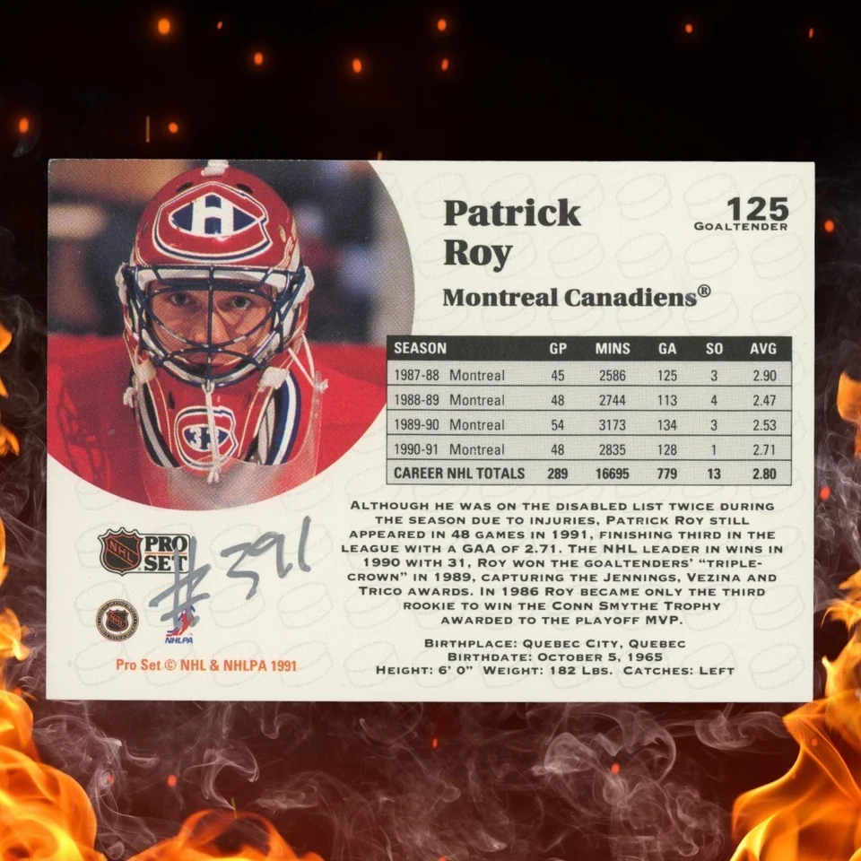 Juego profesional Patrick Roy 1991-92 automático #125 Foto 2 de 3