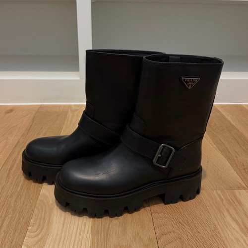 prada black leather boots size 38.5