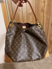 Louis Vuitton Monogram Large Shoulder Bag Brown Tan Logo Gold Hardware Zip