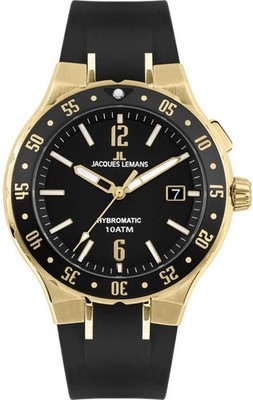 Jacques Lemans - Hybromatic Autoquarz Schwarz - 1-2109E - Herrenuhren