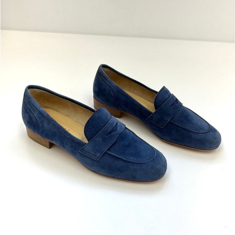 GEMI Sacca Donna Blue Suede Slip-On Penny Loafers Italian Size 35 (US  5)