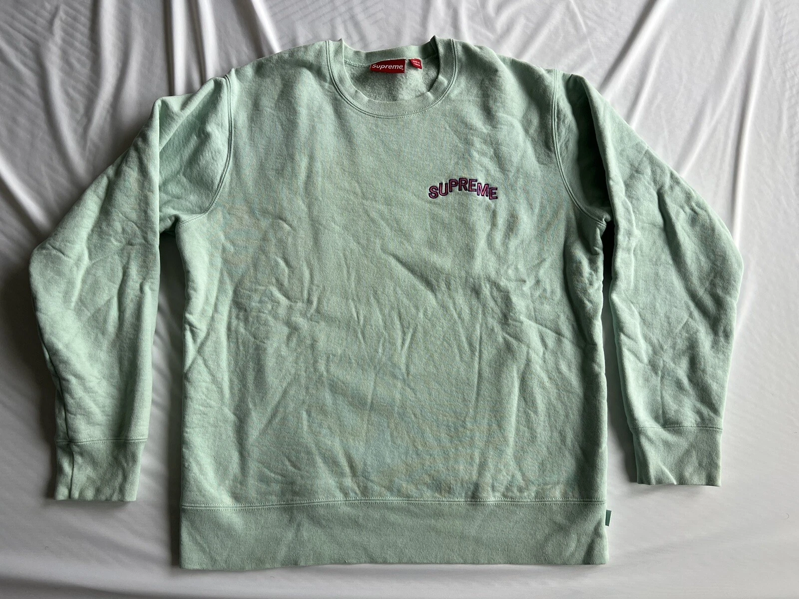 Pull col rond Supreme FW17 Step Arc bleu glace sarcelle