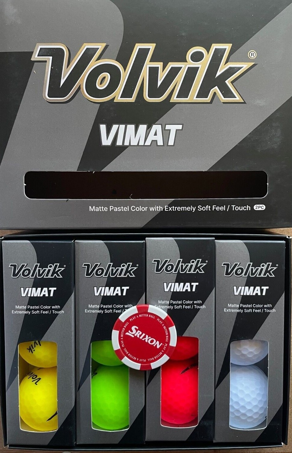 Volvik Vimat Matt Golf Balls Soft Feel Distance Multi Colour Pack