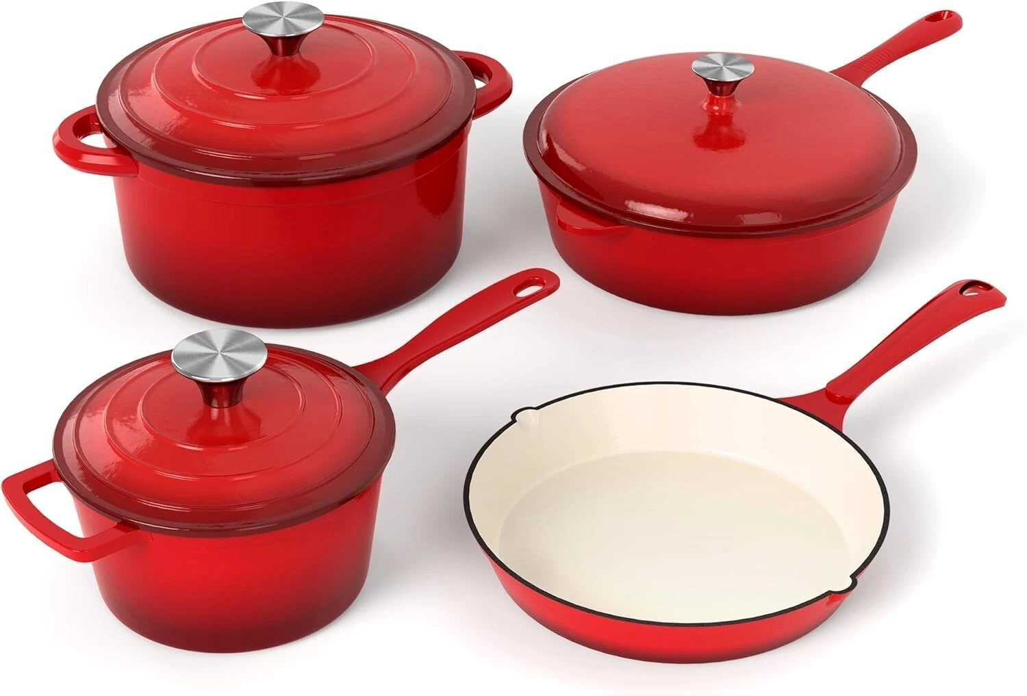 Enameled Cast Iron Cookware Set - Set of Dutch Ovens,Ceramic Nonstick Coated