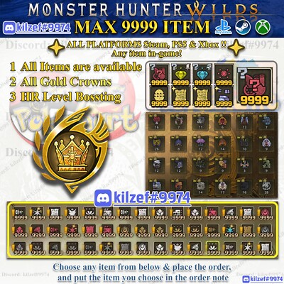 [PS5/XBOX]Monster Hunter Wilds | 9999 MAX  All Item are available 