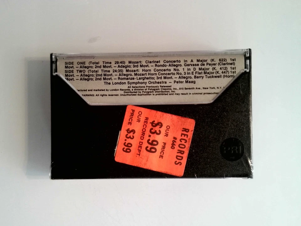 Mozart Clarinet Horn Concertos De Peyer Tuckwell Maag (Cassette) New Sealed - Image 2 of 2