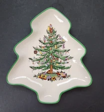 Spode Christmas tree shaped serving side candy dish 7.5" relish tray small