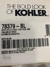 KOHLER K-78379-BL Components Double Towel Bars Shelf Assembly- Matte Black
