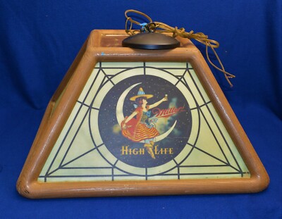 VTG 1980s Miller High Life Beer Girl In Moon Hanging Light pool