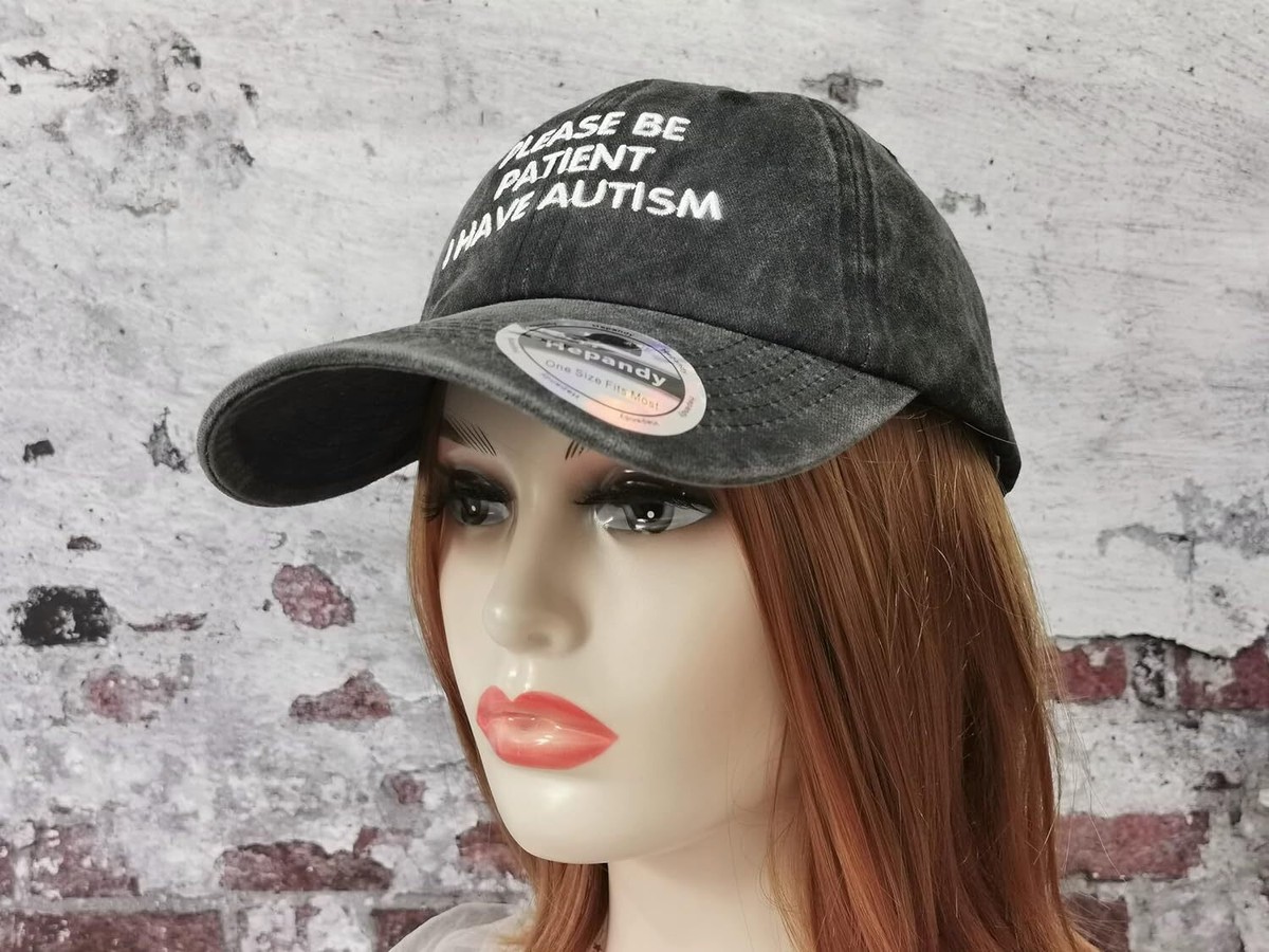 Autism Awareness Baseball Cap - Please Be Patient I Have Autism Embroidered Washed Navy Blue Hat