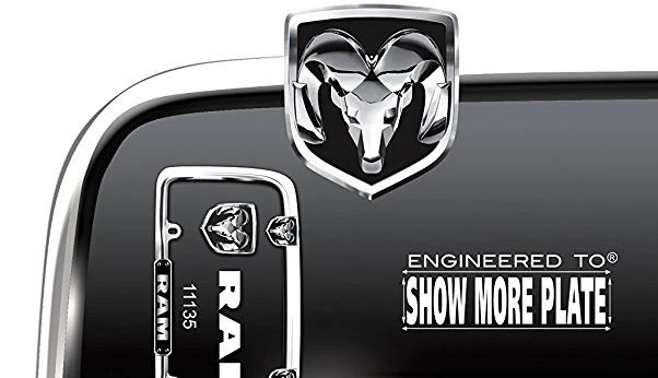 铬/黑色道奇 Ram 金属车牌车架汽车/卡车钢制标签夹 Hemi — 第 2/4 张图片