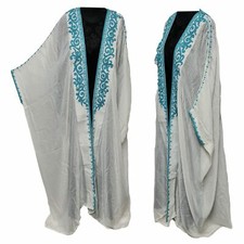 Women's 3 Quarter Sleeve Arabian Bisht Off White Cloak Arab Dress Thobe Islam