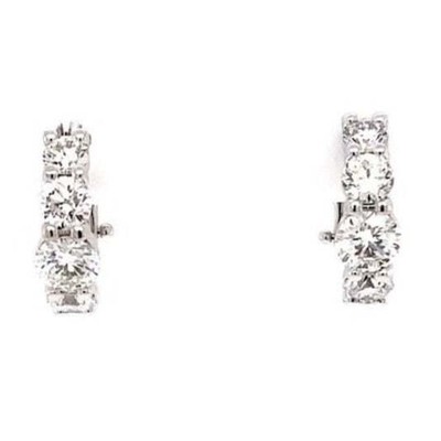 A Link 18k White Gold Diamond 10 Stone Petite Huggie Hoop Earrings 1.0 CTTW