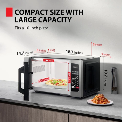 TOSHIBA Small Microwave Oven with 6 Auto Menus, Mute Function & Child Lock