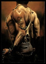 Comic Images Boris Fantasy Art Exotic Card 34 Tattoo Man in Chains Ripped Shirt