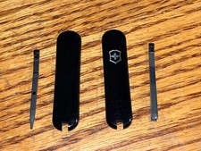 New Victorinox 58mm Black Handles - Scale 4 Piece Kit For Classic-rambler New Victorinox 58mm Black Handles - Scale 4 Piece Kit For Classic-rambler