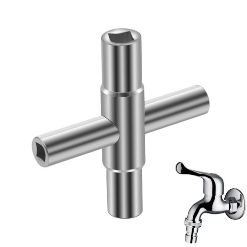 Steel 4 Way Sillcock Water Key Wrench Garden Faucet Spigots and Most Valves US