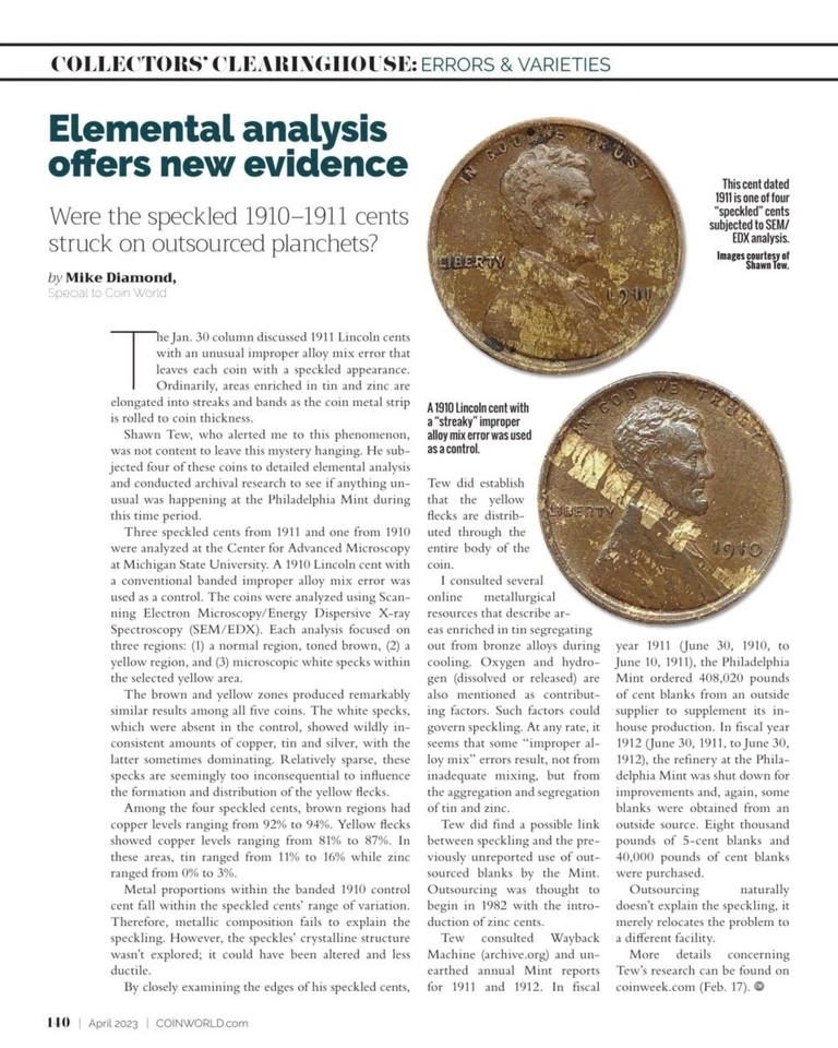 1911 P Lincoln Wheat 1 Cent metal Inclusions Very Rare Planchette Alloy Error - Image 3 of 4