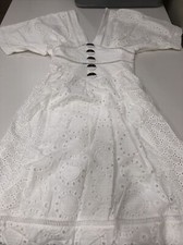 ASOS Broderie White Button Through Midi Dress Size 6