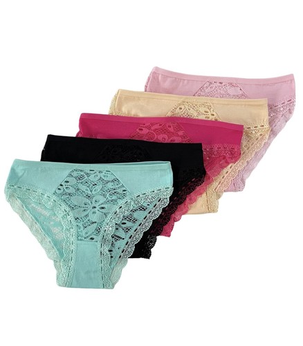 LOT NICE !!5 Women Bikini Panties Brief Floral Lace Cotton Underwear Size M L XL - Picture 139 of 150