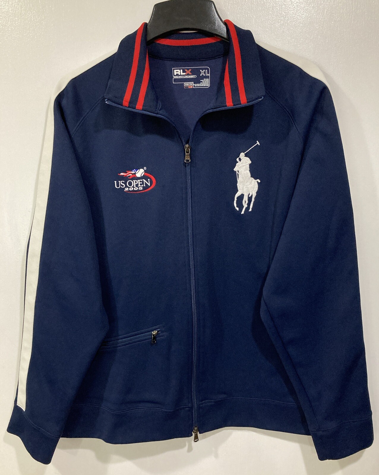 Giacca da tennis RLX Ralph Lauren 2005 US Open Track (taglia: XL) Big Pony Back