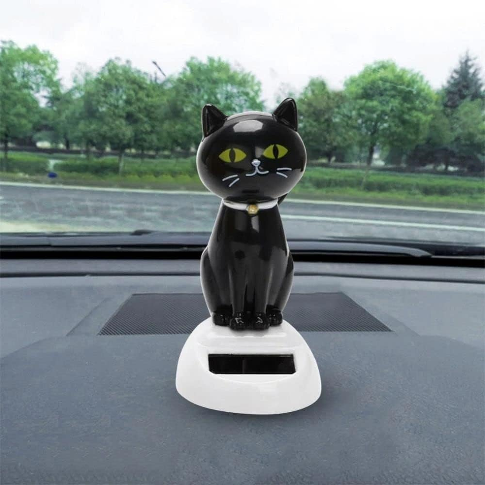 Black Solar Cat Toy Doll Dancing Cat Figure Car Ornament,Dancing Toys
