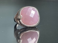 MASSIVE 925 STERLING SILVER FACETED PINK QUARTZ CZ s RING SIZE 8