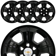 4 Black 2014-2019 Silverado 1500 18" Wheel Skins Hub Caps Alloy Rim Full Covers