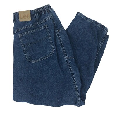 Vintage Lee Womens Jeans Size 20W High Rise Wide Leg Dark Wash Tapered Stretch
