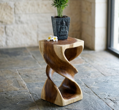 Suar Holz Beistelltisch Blumen Tisch Hocker Wohnzimmer Möbel Akazie Massiv Natur