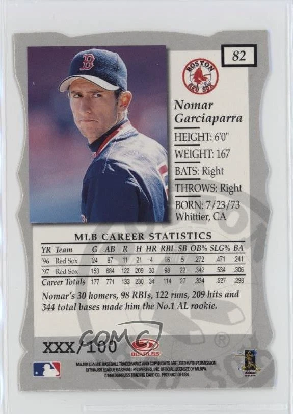 1998 Donruss Elite Status Executive Proof Nomar Garciaparra #82 - Image 2 of 2