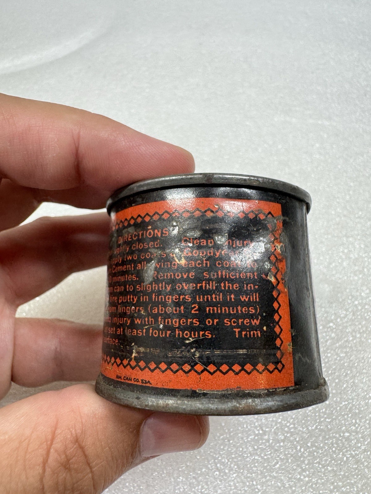 Vintage Antique GOODYEAR TIRE PUTTY TIN - Goodyear Tire & Rubber Co., Akron