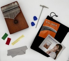 Kalimba Thumb Piano  Case 17 Key Beautiful Wood with Tuner, Manuals - Open Box