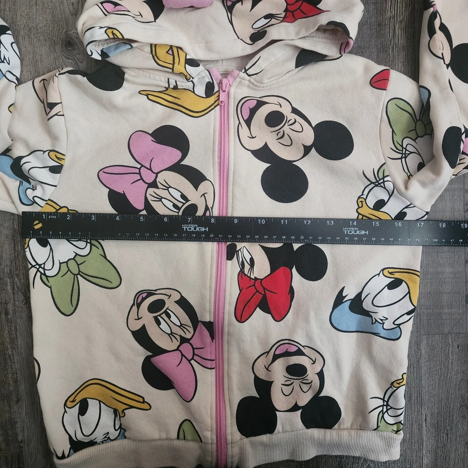 Jaqueta com capuz H&M Disney Minnie Mouse meninas M 9/10 pastel zíper completo orelhas com capuz - Imagem 4 de 4