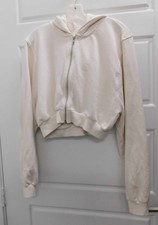 Alo Yoga Sweet Escape Cropped Zipper Hoodie in White Size Medium