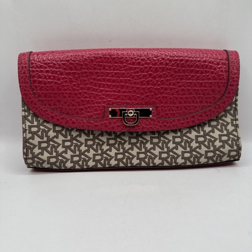 DKNY Flap Pink Leather Logo Crossbody Shoulder Bag Chain Strap Women's Purse