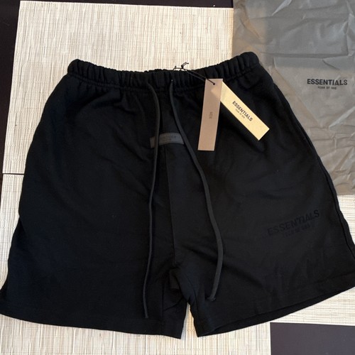 Fear of God, Essentials Fear of God Men’s Black Sweat Shorts Drawstring Pockets Cotton L