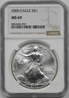 2000 Silver Eagle Dollar $1 NGC MS 69 1 oz Fine Silver