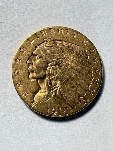 1915 $2.5 Dollar Gold Indian Head Liberty Quarter Eagle Coin UNC/BU+++