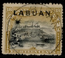 NORTH BORNEO - Labuan QV SG101, 18c olive-bistre, USED. Cat &pound;70. CDS