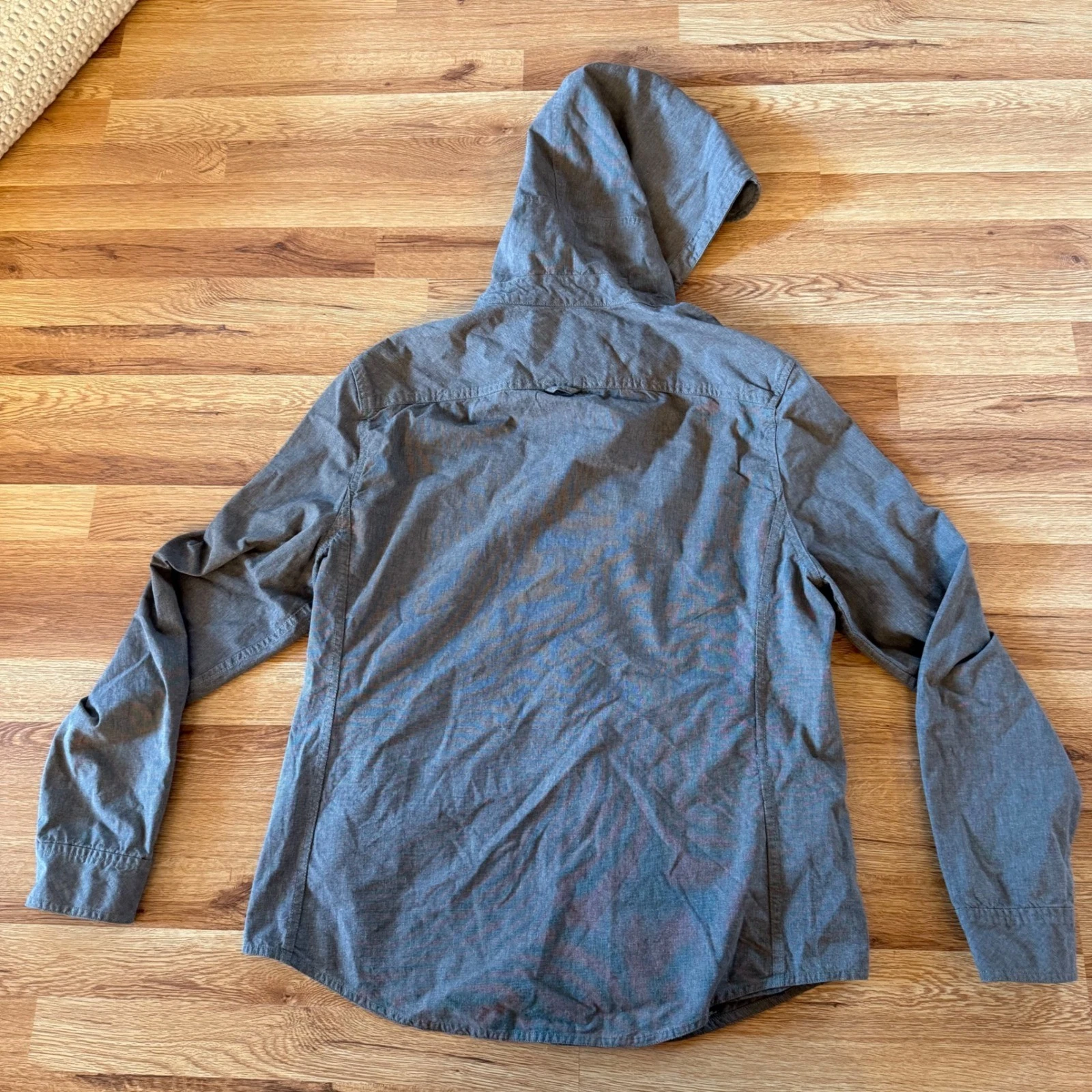 AllSaints Spitalfields Semantic Hooded Shirt Jacket Men's XL Gray 100% Cotton image 4